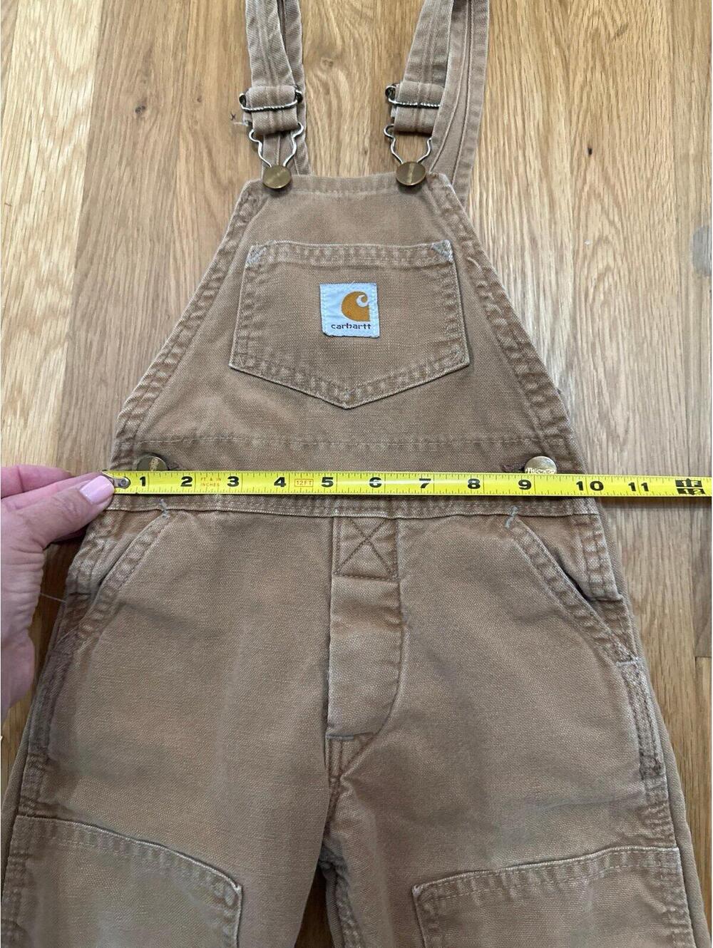 Carhartt Brown Double Knee Vintage Bib Overalls Youth Boys Size 3T Made in USA - Picture 7 of 8